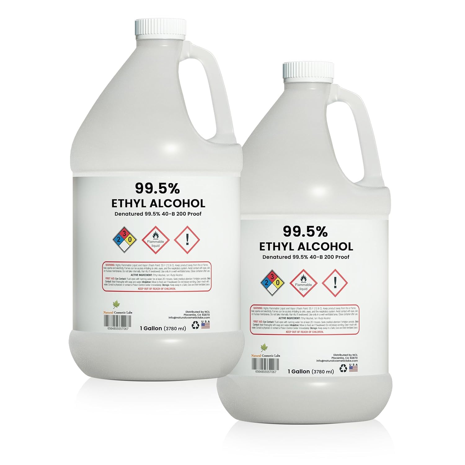 Ethyl Alcohol 99.5% Denatured Liquid, Made in the USA, Gallon, Pack of 2