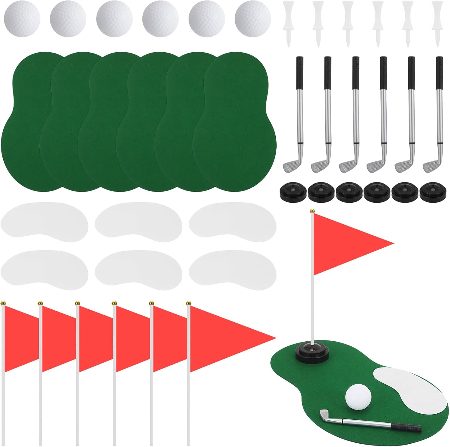 6 Set Golf Party Table Decorations Golf Party Supplies Include Ball Sand Trap Red Flags Plastic Flag Stand for Ground Spikes for Golf Themed Christmas Birthday Party Decor
