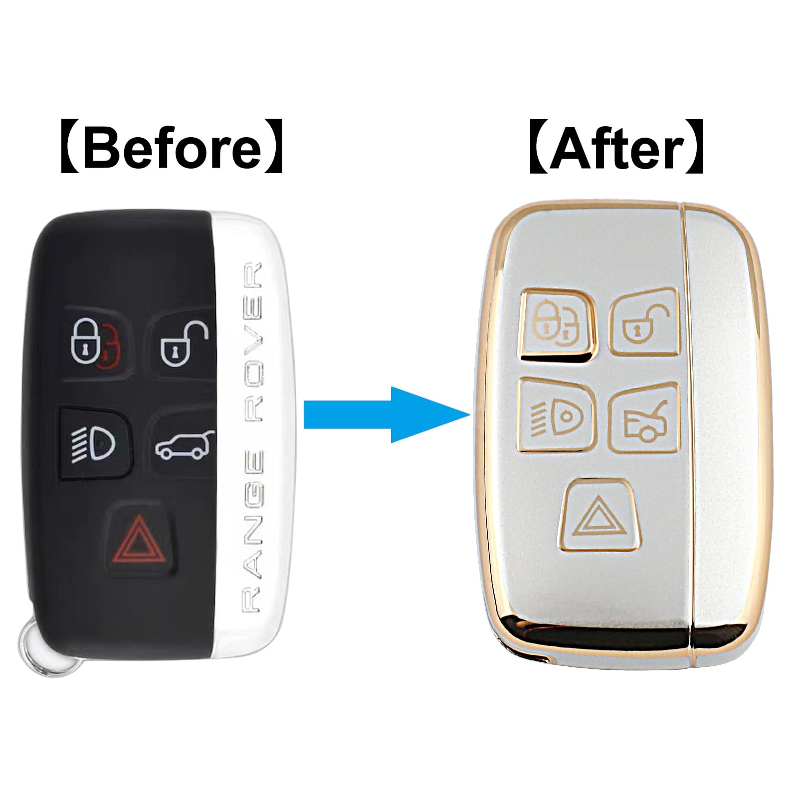 Ontto Car Key Case Suitable For Land Rover Discovery 4 Sport LR4 Range Rover Vogue Velar For Jaguar XE XF F-Pace F-Type 5 Button Key Cover Key Cover - View #3