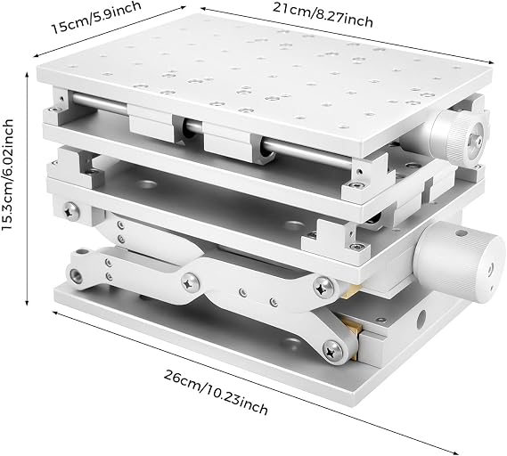 XYZ 3 Axis Moving Workbench Manual Linear Stage, 3D Positioning L-aser Marking & Engraving Machine, Portable Aluminum Alloy Lifting Platform for Optical Experiments/DIY, 8.26x5.90 (210x150mm)