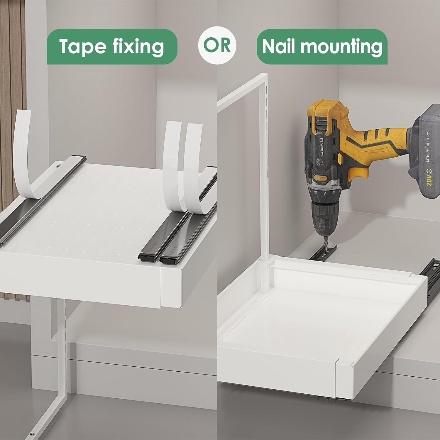 REALINN Expandable Under Sink Organizers and Storage, 2 Tier Under Cabinet Organizer, Heights Adjustable Pull Out Rack for Kitchen Bathroom Laundry, White, 2 Pack - Image 6