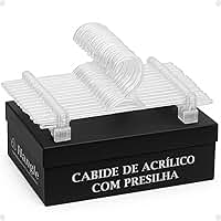 【Cozena】Kit 30 Cabides de Acrílico Transparente com Presilhas – Organização com Sofisticação - 33x17cm