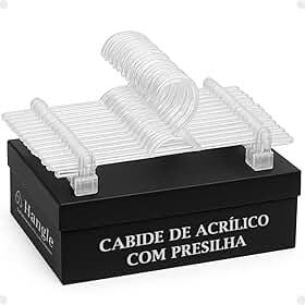 【Cozena】Kit 30 Cabides de Acrílico Transparente com Presilhas – Organização com Sofisticação - 33x17cm