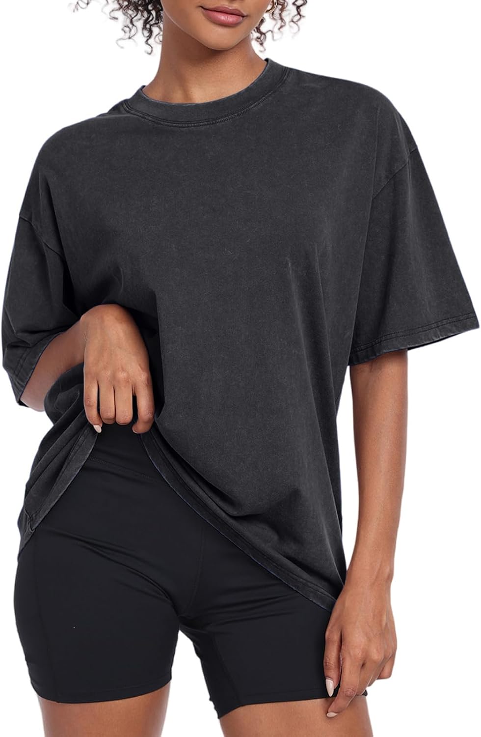 Womens Vintage Oversized T Shirts Acid Washed Baggy Cotton Tee Casual Workout Boyfriend Short Sleeve Tops