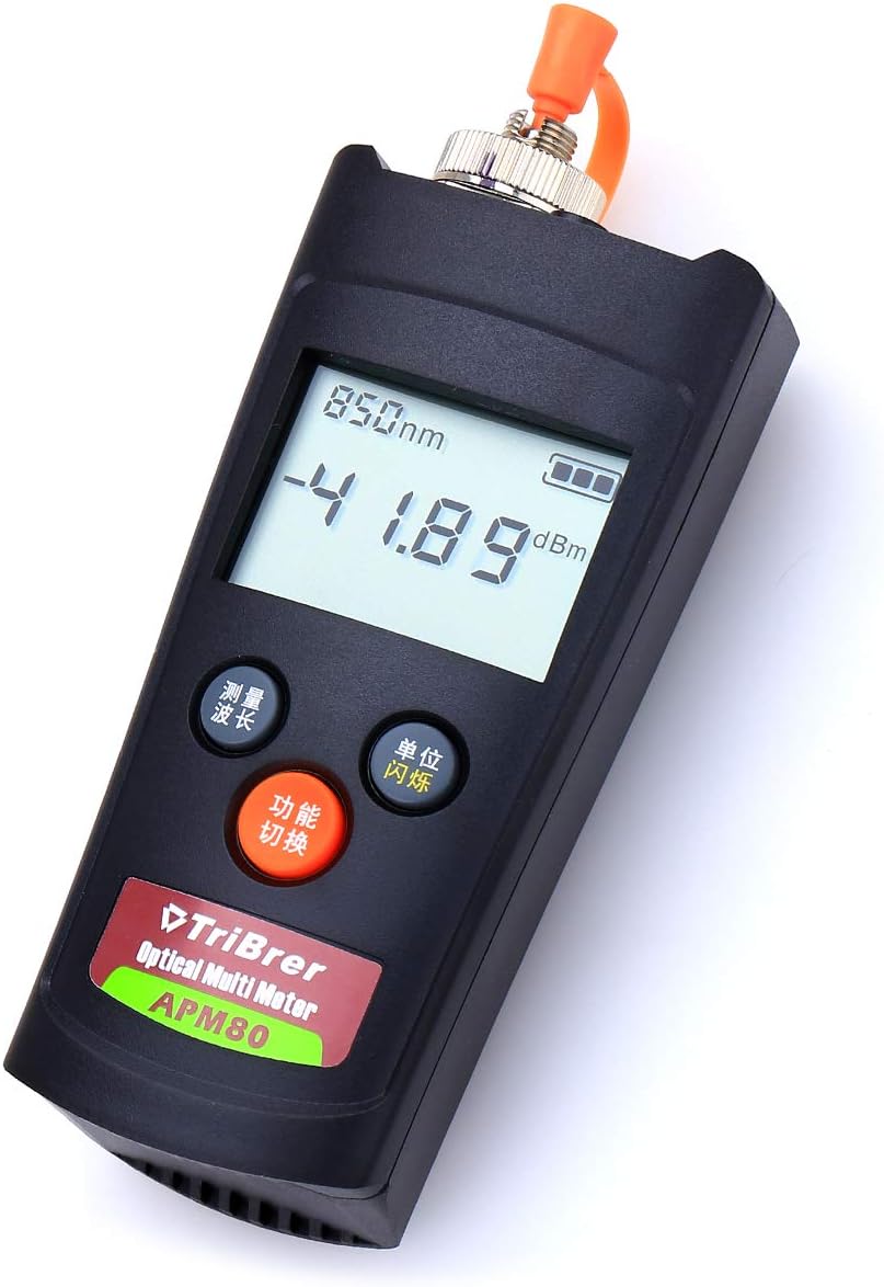 FTTH Handheld Optical Power Meter High Precision APM80T Miniature Fiber Cable Tester Measuring Wavelength 850/980/1300/1310/1490/1550 for Optical Fiber Communication Engineering