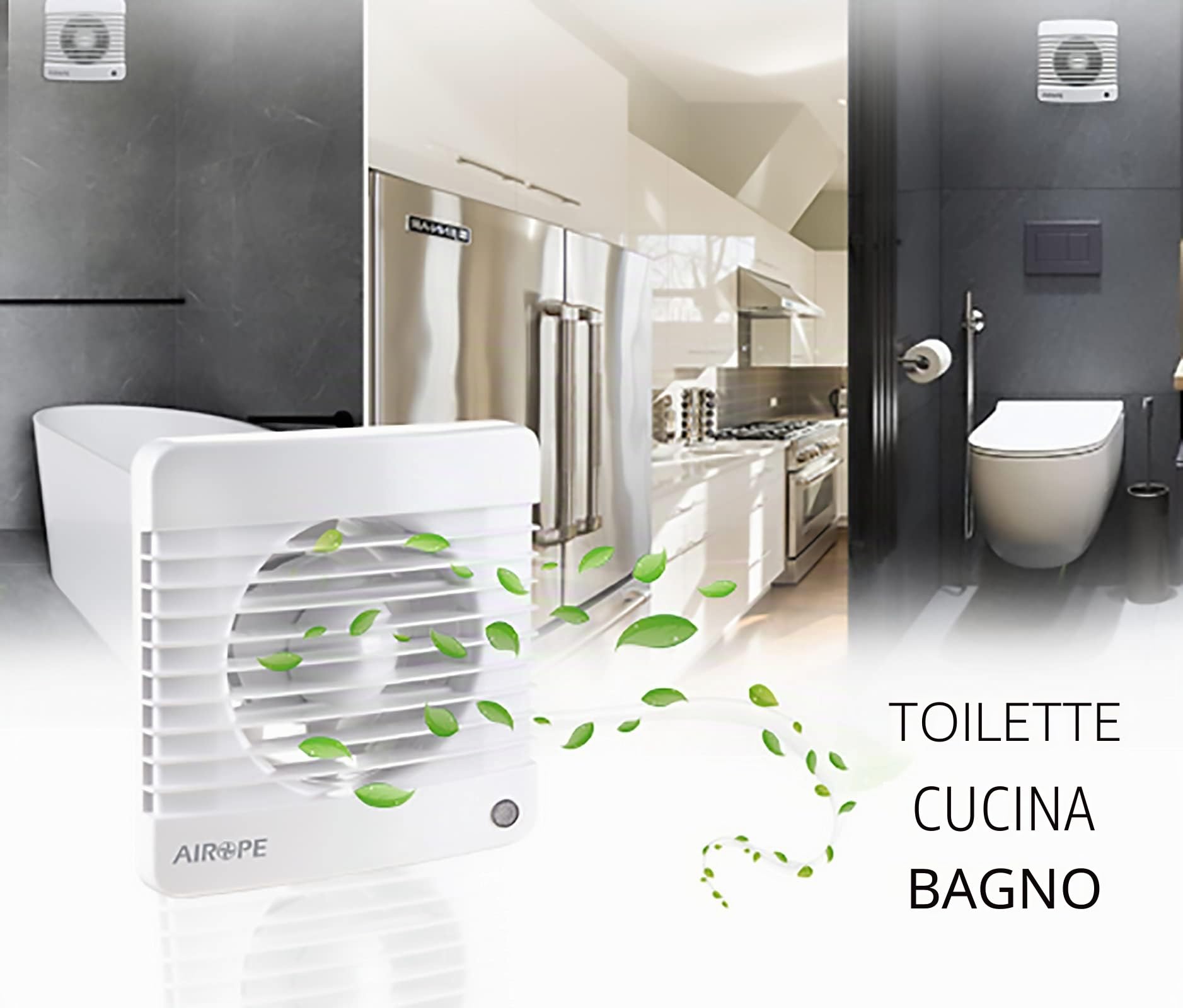 125 mm ventola estrazione ventilazione standart + Valvola di non Ritorno Aria + zanzariera integrata, 152 m³ /h, 9 W, dB(A) 31,silenzioso per bagno wc cucina buro,Garanzia 5 ANNI.