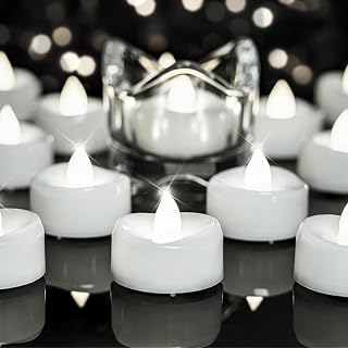 LED Candles, Tea Lights Candles Battery Operated, 12-Pack 200+Hours Flameless Tealight Candle, Realistic Tea Lights for Halloween Christmas Wedding, Pure White Light