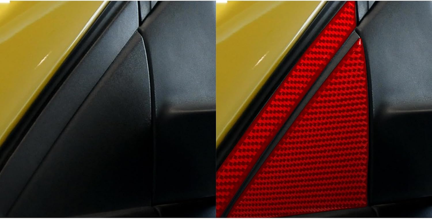 Carbon Fiber Car Outer A-Pillar Red Cover Exterior Trim Sticker Decal Accessories 4PCs Compatible with Ford Focus C346 ST/RS/S/SE/SEL/Titanium 2012 2013 2014 2015 2016 2017 2018
