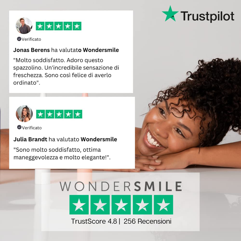 WonderSmile Pro Spazzolino elettrico a ultrasuoni – vincitore del test 2026 – IPX8, 4 programmi – stazione di ricarica, batteria ad alte prestazioni da 60 giorni, testina intelligente (Ultimate Black)