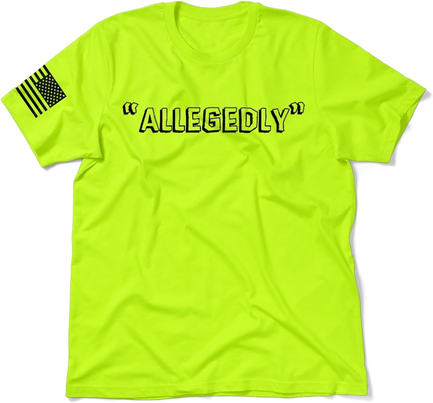 Hi Vis, Hi Viz Allegedly Cotton/Poly Blend Half-Sleeve Safety T-Shirt, Funny Work Shirts for Men, Safety Yellow