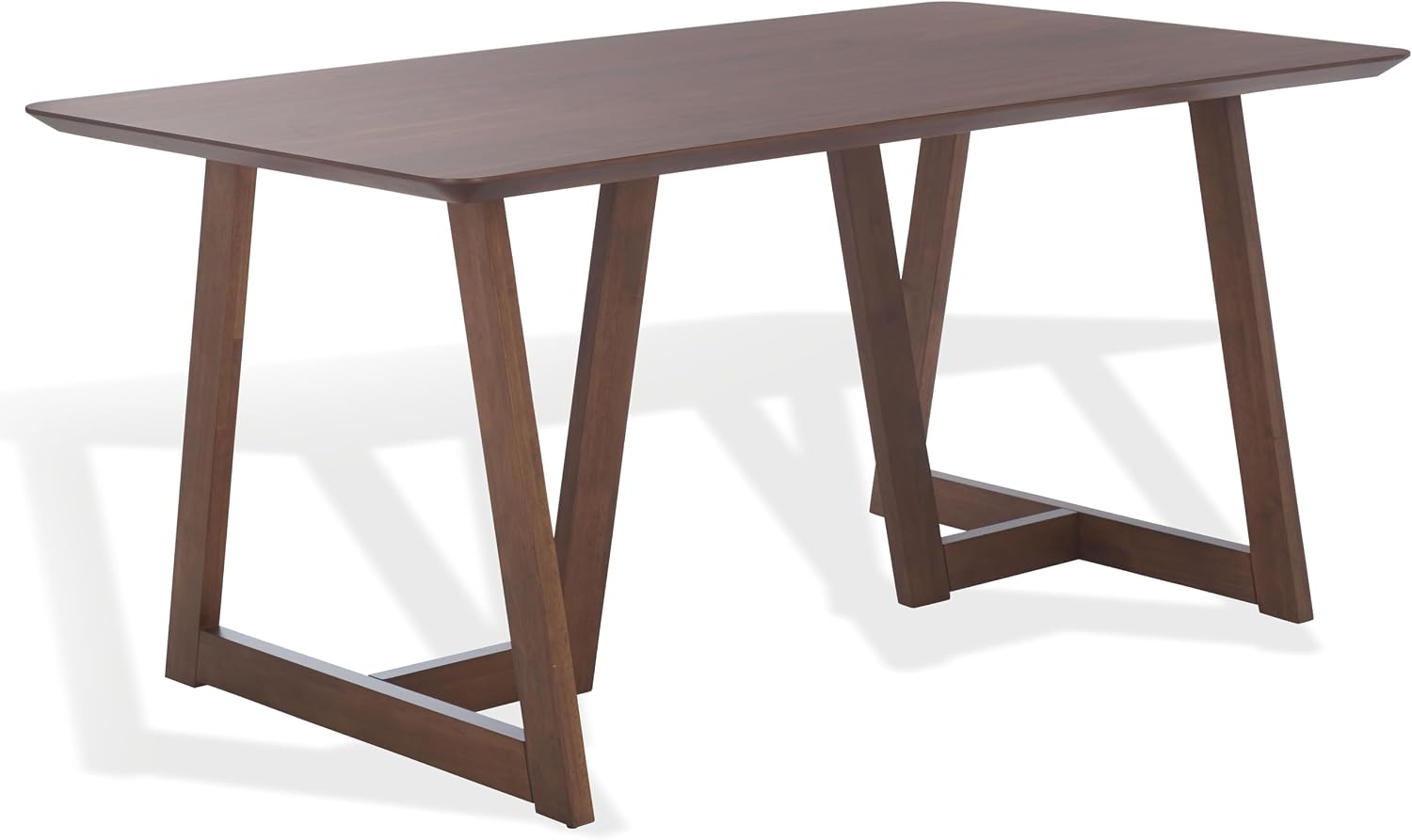 SAFAVIEH Couture Collection - Leroux Walnut Rectangle Wood Dining Table, Modern Geometric Base, Seats up to 6 (SFV6705A)