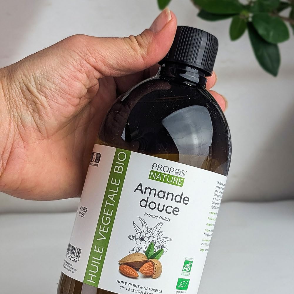 Huile d'Amande Douce Bio - Prunus Amygdalus Dulcis Oil - Huile vierge - 100% pure et naturelle - 500ml - PROPOS'NATURE