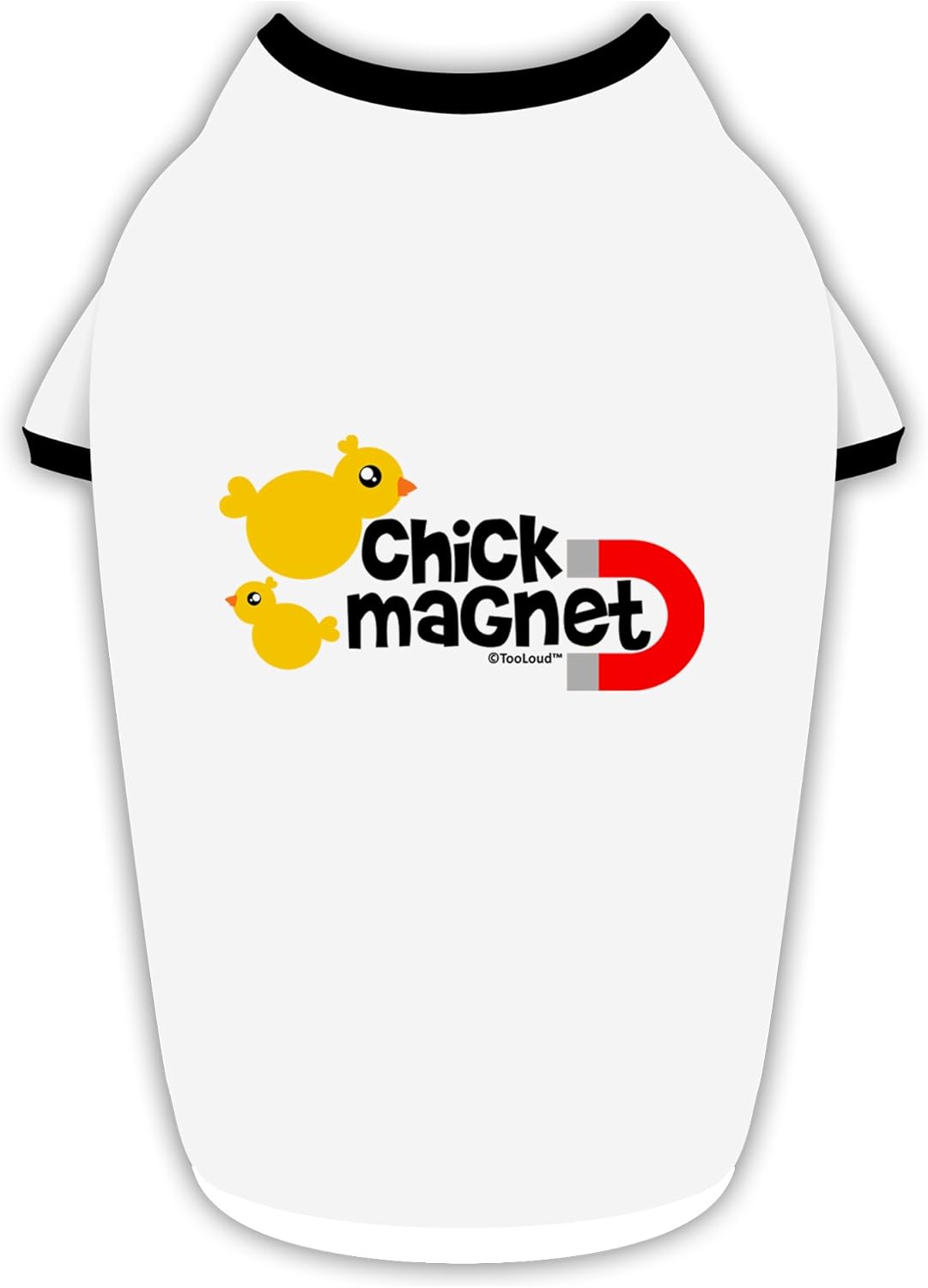 TOOLOUD Cute Chick Magnet Design Cotton Dog Shirt White with Black Medium