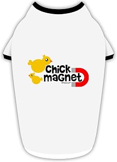 TOOLOUD Cute Chick Magnet Design Cotton Dog Shirt White with Black Medium