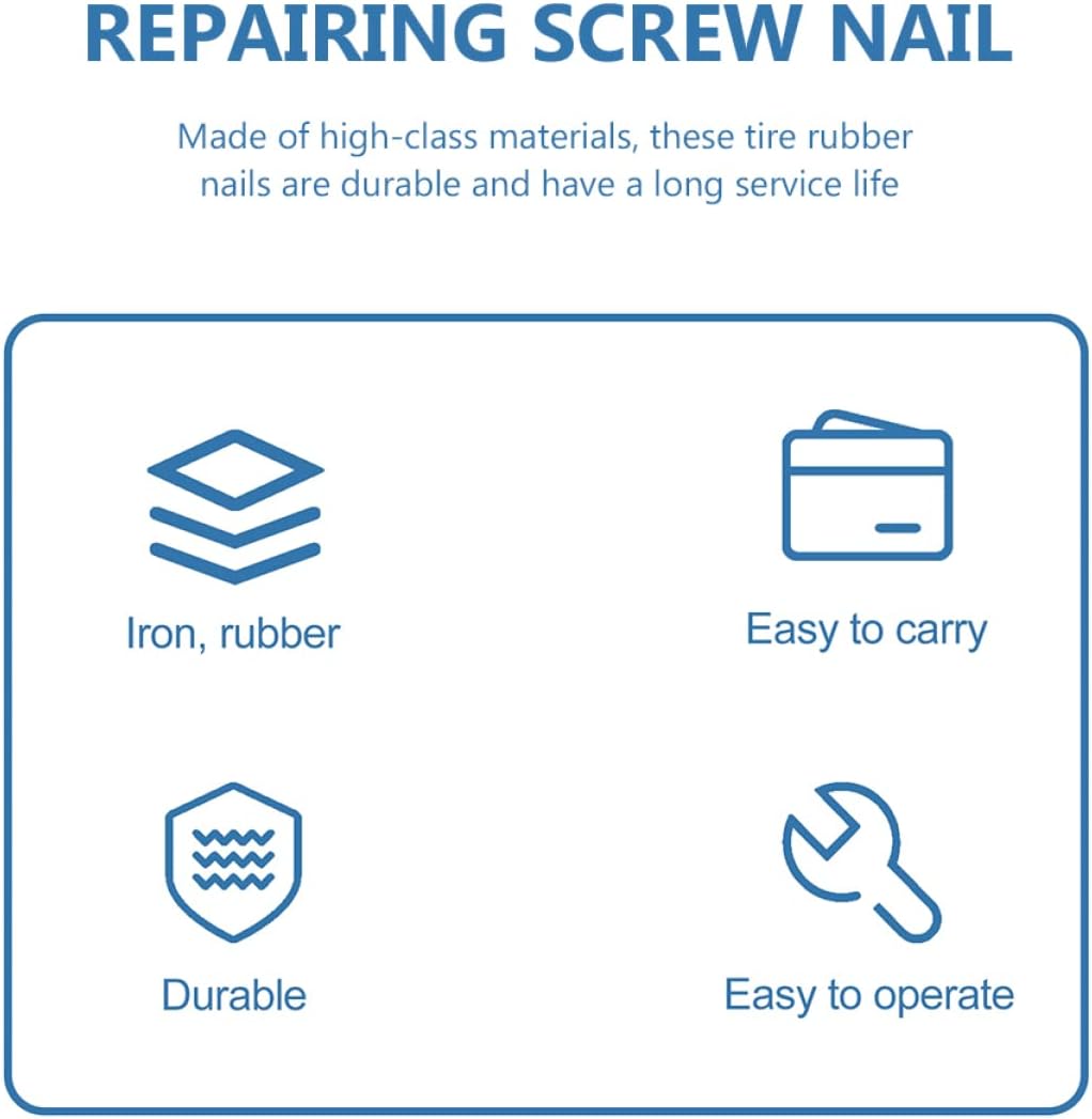 Tire Repair Nails 60 pcs Tire Repair Nail Screw Kit 2 Sizes Portable Tool for Car Motorcycle Bike Electric Bike Quick Fix for Broken Tires