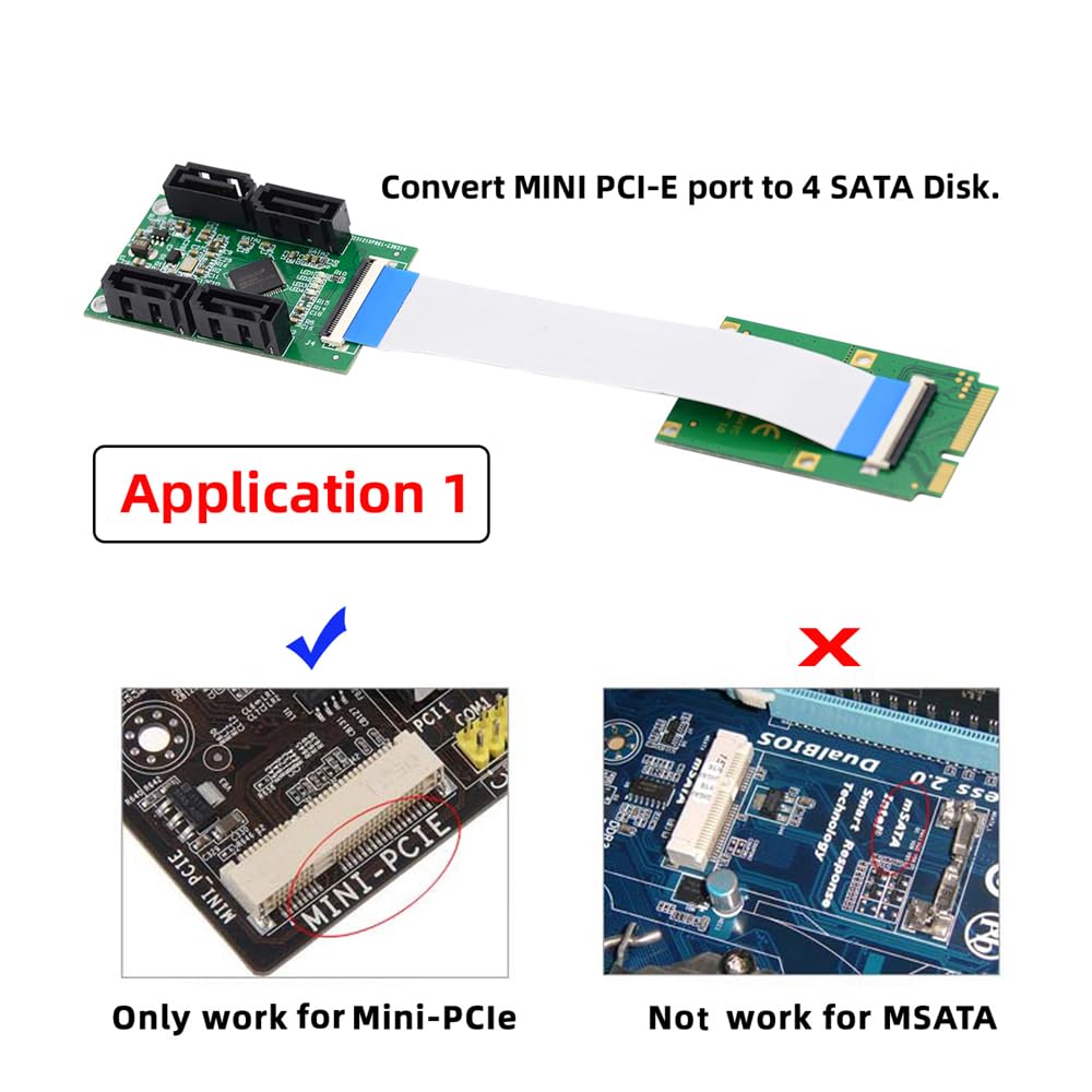 Mini PCI-E PCI Express & NGFF Clé A+E vers SATA 3.0 Quatre Ports Adaptateur Câble 6 Gbit/s Disque Dur Extension Carte pour SSD