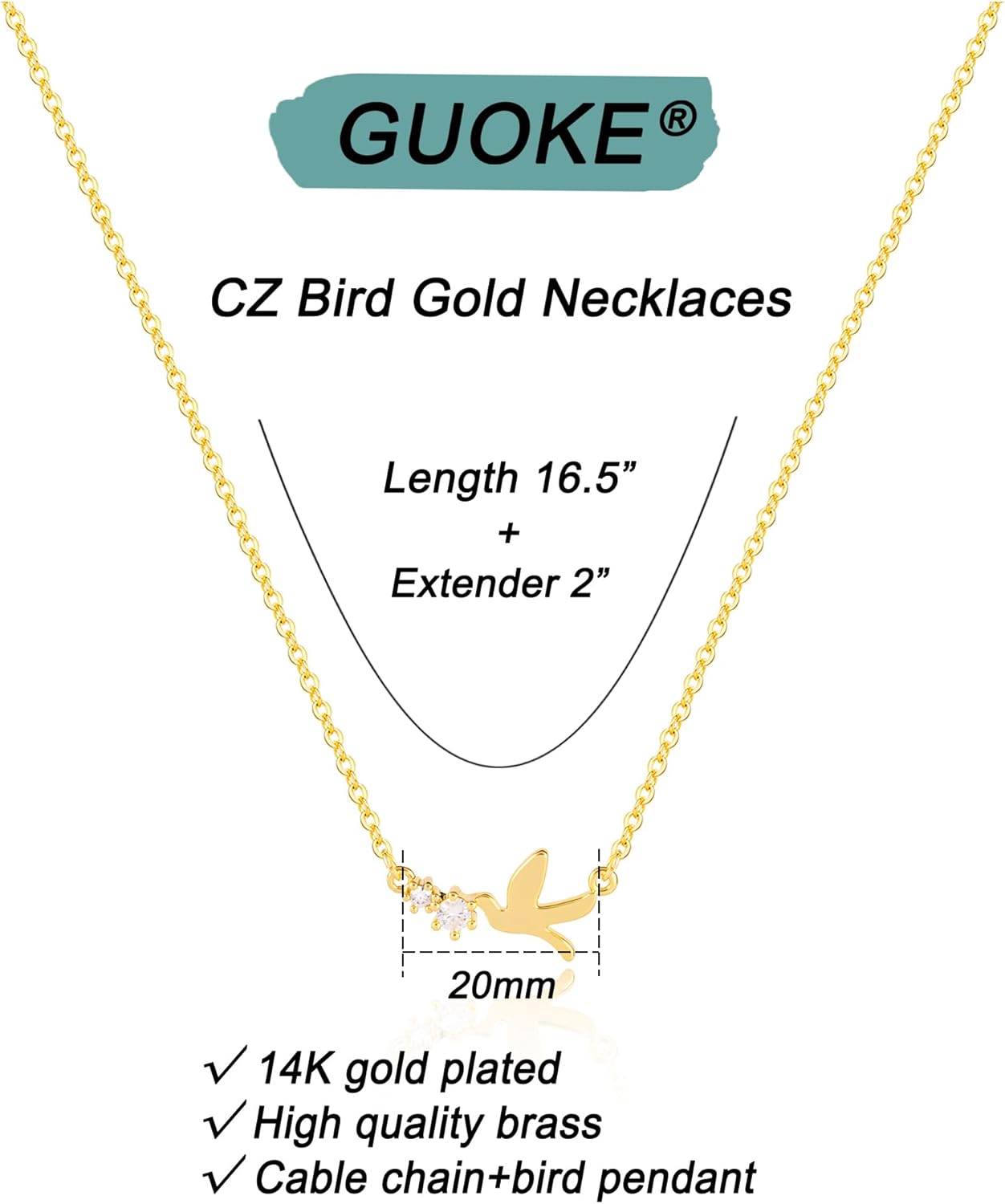 14K Gold Plated Dainty Pendant Butterfly Bead Boot Bee Baseball Flower Compass Airplane Heart Hummingbird Tree Necklace Simple Jewelry Gift for Women - Image 6