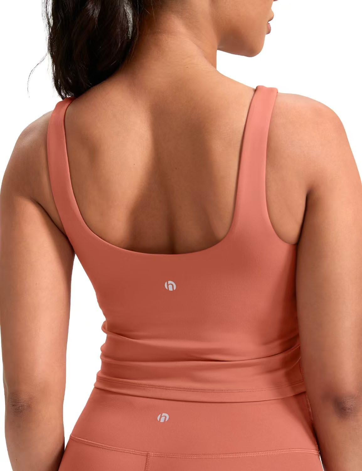 HeyNuts Zeal Bra Womens Scoop Neck Longline Sports Bras, U Back Workout Yoga Crop Tank Tops Padded A-D Cups *Updated Fit