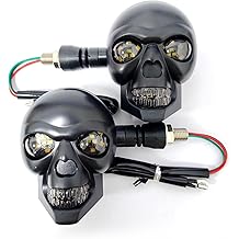 2PCS LED Motorcycle Turn Signal Light, Waterproof Skull Head Warning Light Decoration, 10 mm Screw Blinkers Indicator Replacement part (White for Constant On, Yellow for Turning