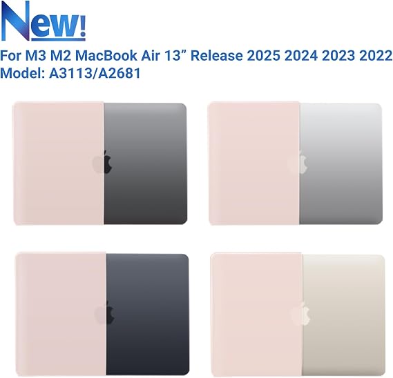 IBENZER MacBook Air 13 inch Case 2026 2025 2024 2023 2022 M4 A3240 M3 A3113 M2 A2681,Hardshell Case w/KeyboardCover ScreenFilm for MacBook air 13.6 inch case, Sakura Pink, KK-SKPK+2