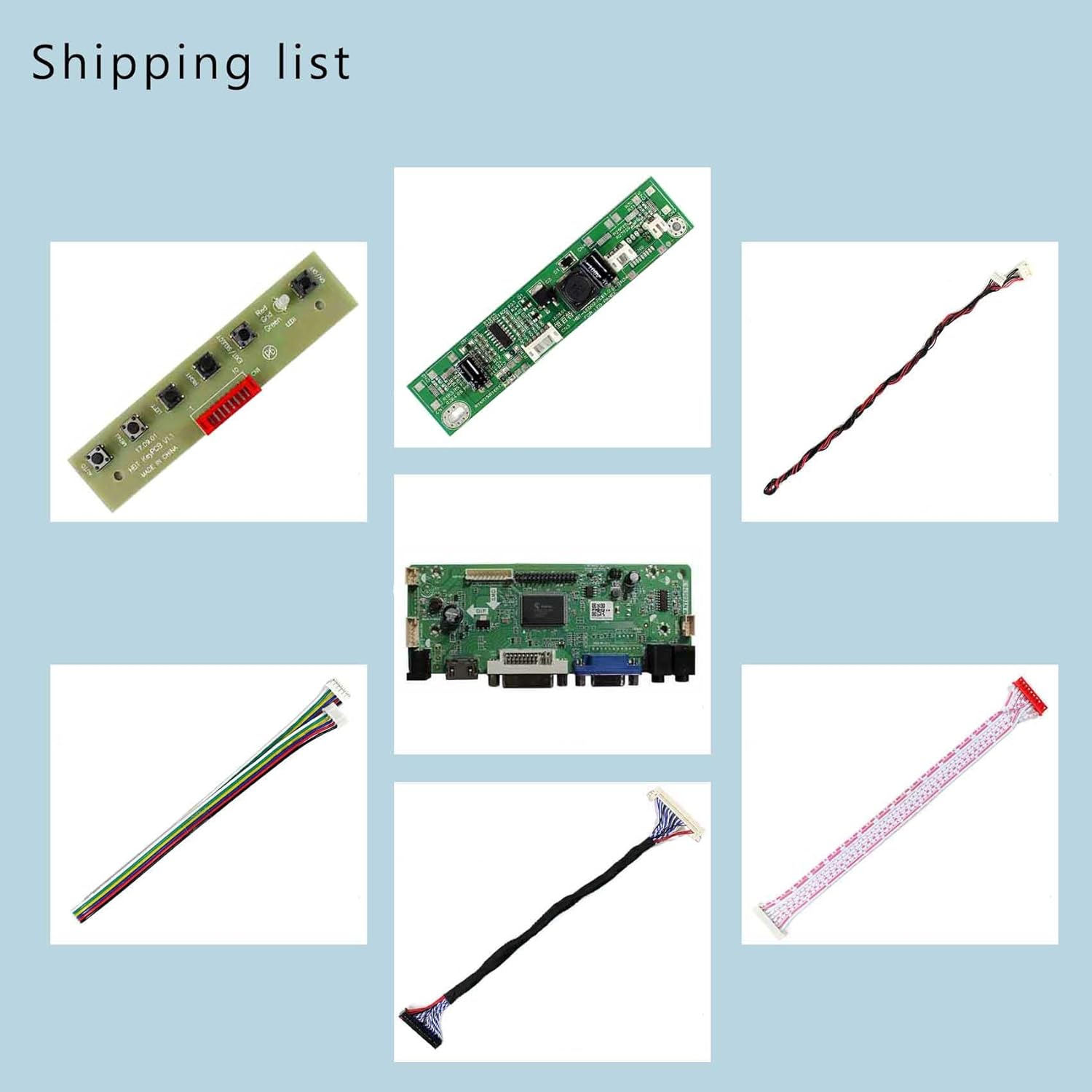 VSDISPLAY DVI VGA Audio LCD Controller Board Work for 17" 4:3 1280x960 DV170YGM-N10 DV170YGZ-N10 LVDS LCD Screen