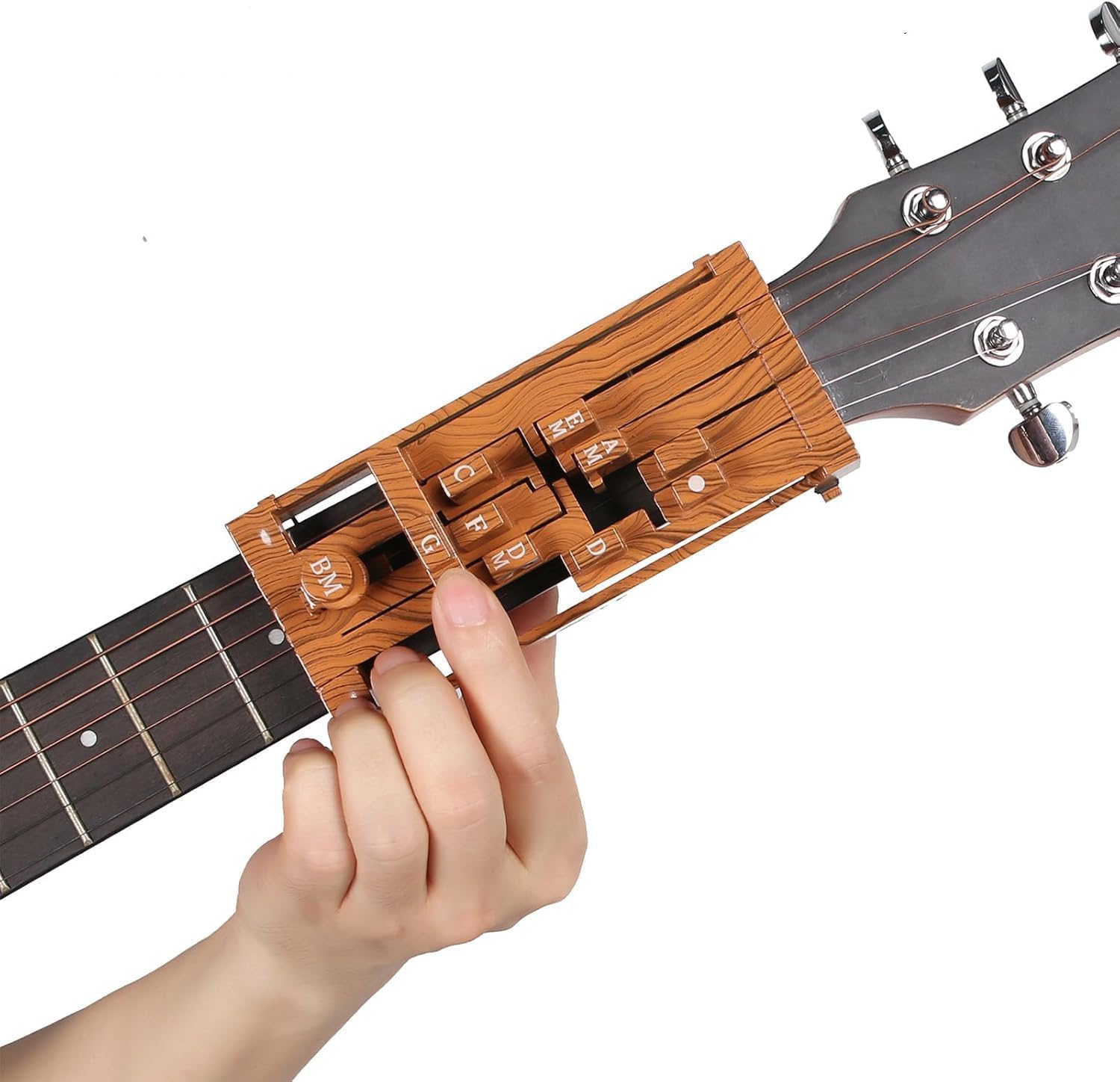 Portable Guitar Chord Trainer for Beginners - Classical Chords Learning System with Chord Presser Tool, Easy Install & Hand Posture Aid for 36-41 Inch Guitars(Red)