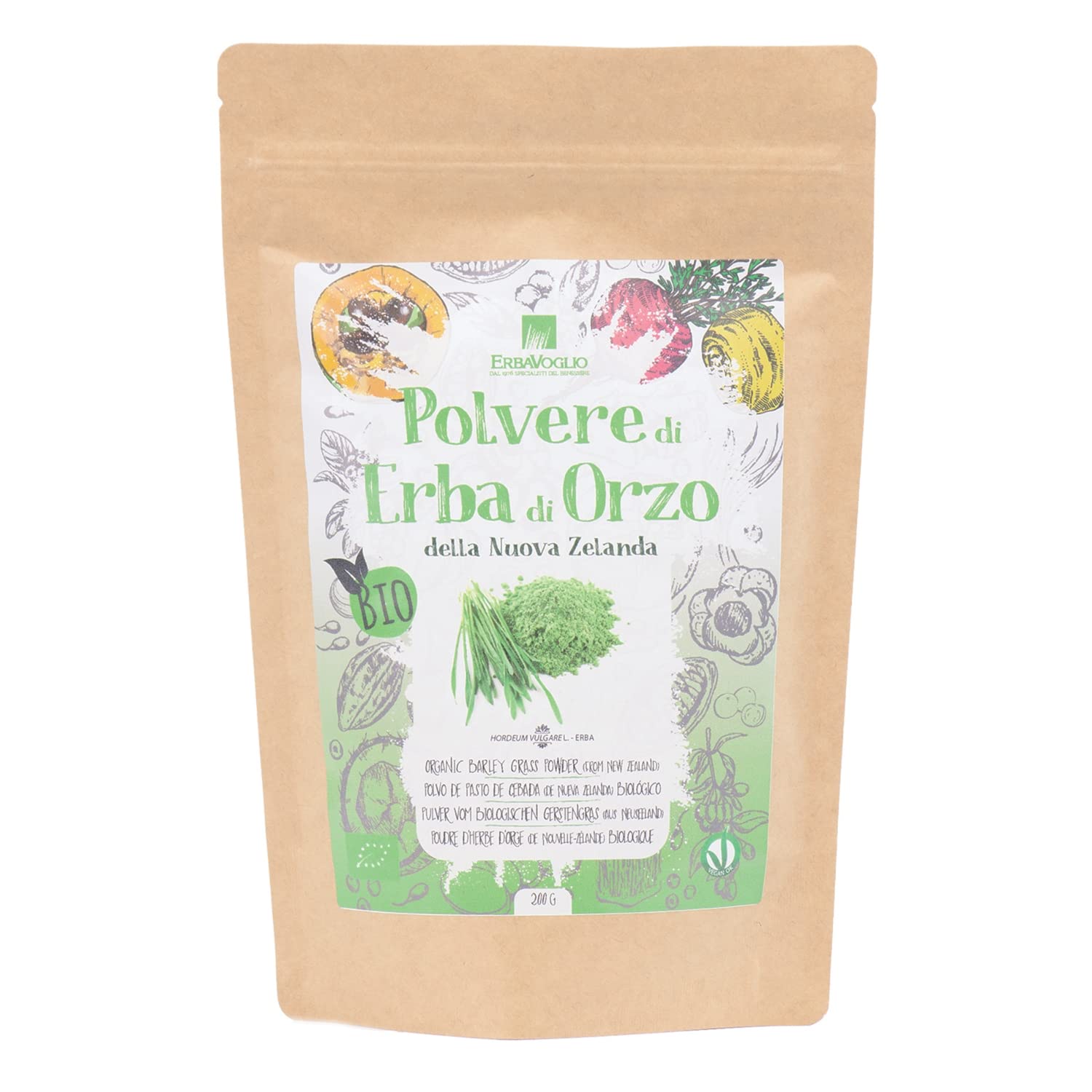 Erbavoglio Erba di Orzo Della Nuova Zelanda Bio - 200 g - Alimento biologico - Ricca di nutrienti, ottima per detox, supporto digestivo e aumento dell'energia.
