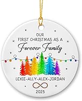 Vista 20 de Adorno de cerámica personalizado para boda, regalo para pareja, nombres y fecha personalizados, orgullo LGBTQ Rainbow Christmas 2025