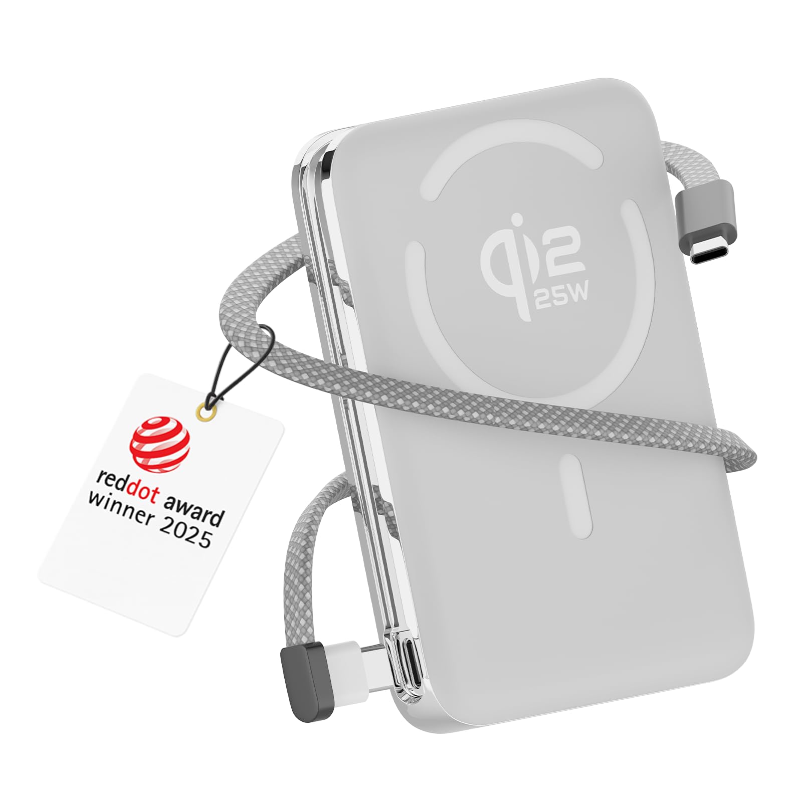 Power Bank Magnético Qi2.2 25W Certificado – 10000mAh Cargador Inalámbrico de Carga Rápida – Cable USB-C 35W – Batería Externa para MagSafe – para iPhone 17/16/15/14/13 Pro/MAX de WanderS - Blanco
