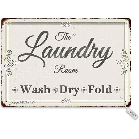 Panneau Décoratif « The Laundry Room » – 30,5 X 30,5 Cm – Cadre Bois Rustique – Décoration Buanderie Style Ferme