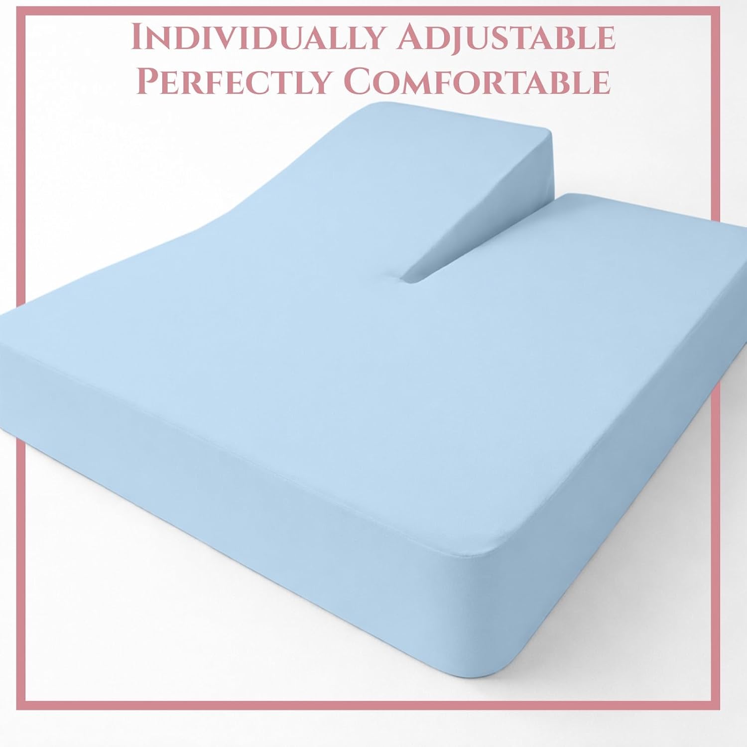 Split Top King Fitted Sheet Only for Sleep Number Adjustable Beds,100% Giza Cotton,Split Top King Fitted Sheet for Adjustable Bed,Adjustable Bed Fitted Sheet 34" Flex Head King Size,1 Pc (Light Blue)