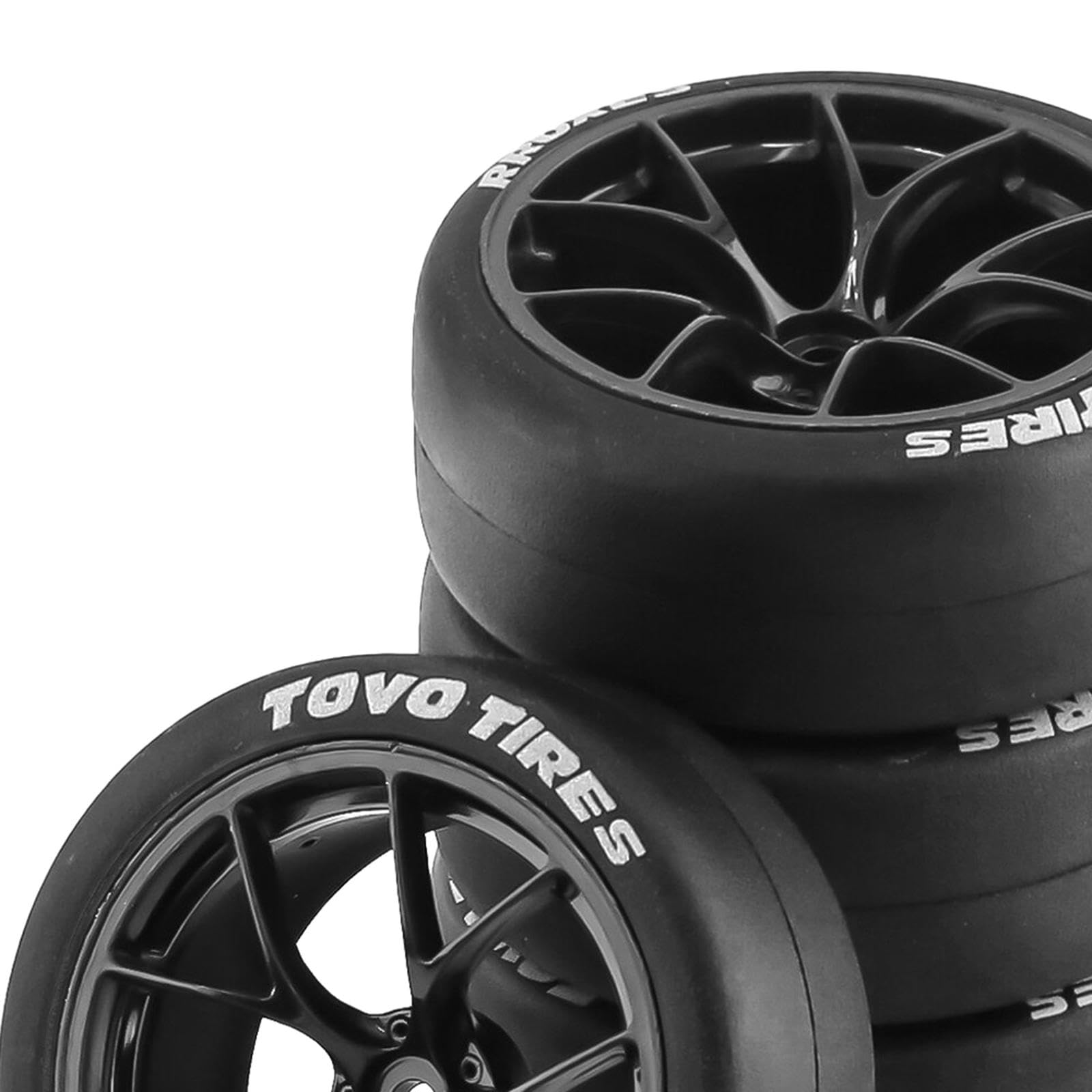 Amagogo 4X Ruote E Pneumatici per Veicoli Rc, Rc Auto Rally Pneumatici di Ricambio 12mm Mozzo Resistente all'Usura Durevole per Xv01 1/10 su Strada Touring Car Accessori, Nero