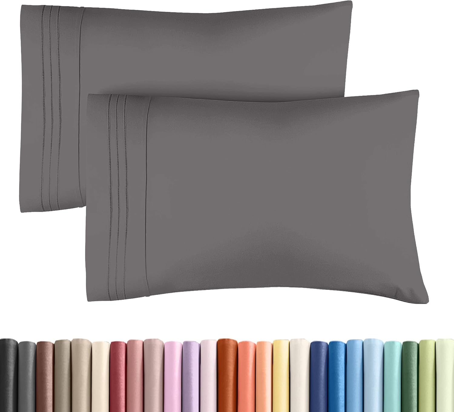 Queen Pillow Cases Set of 2 - Ultra Soft Hotel Quality Pillowcase Covers - Comfy, Cozy & Wrinkle Free - Shrinkage, Stain & Fade Resistant - Machine Washable Pillow Protectors - 2 Piece Set - Dark Grey Queen 07 - Dark Grey 2