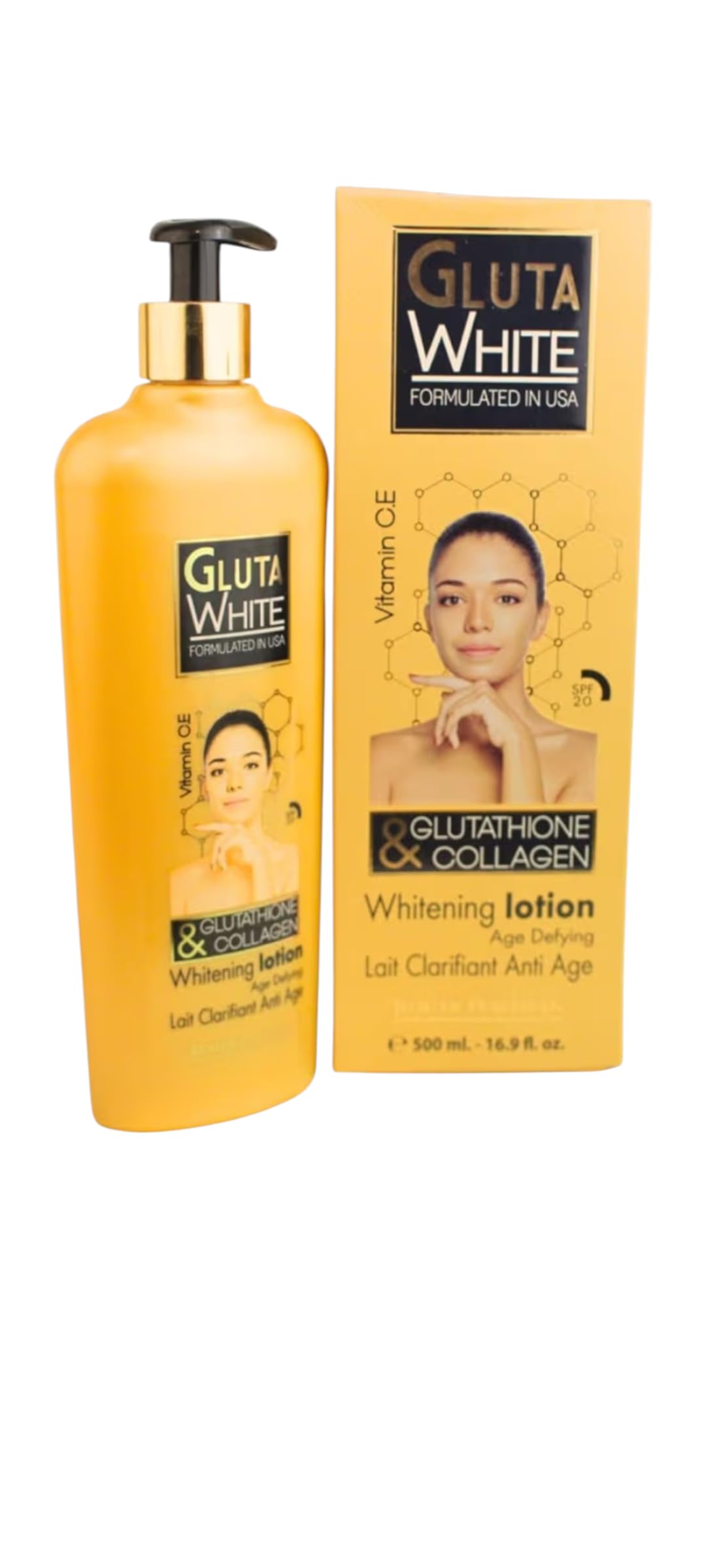 Gluta white Glutathione & collagen body lotion with vitamin C & E 500. Ml. : Beauty & Personal Care