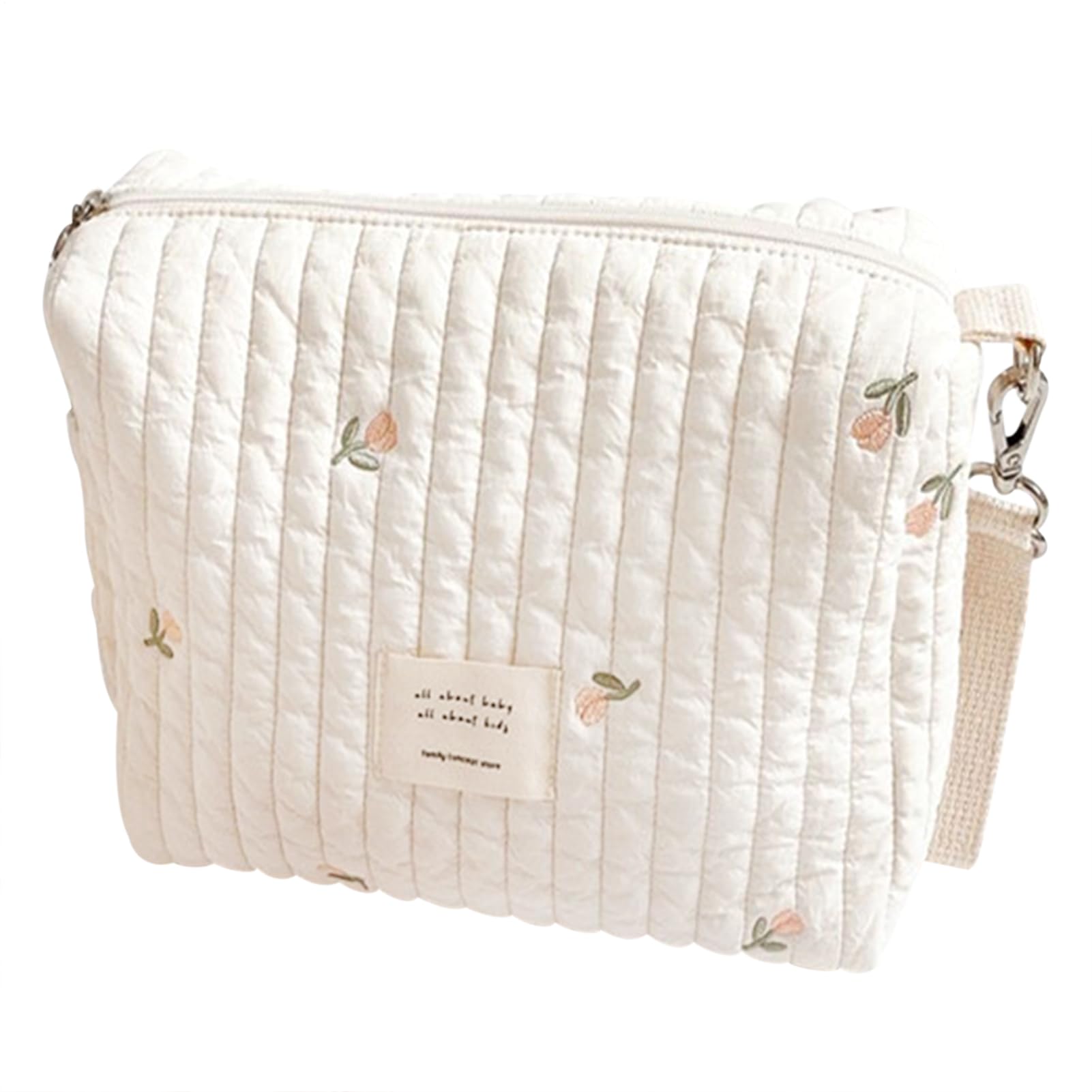 Stroller Organizer Bag, Stroller Storage Diaper Changing Bag, Cotton Zipper Carry Purse with Hook Small Embroidered Mommy Pouches for Wipes Bottle Pacifier, B: olive, Refer to description
