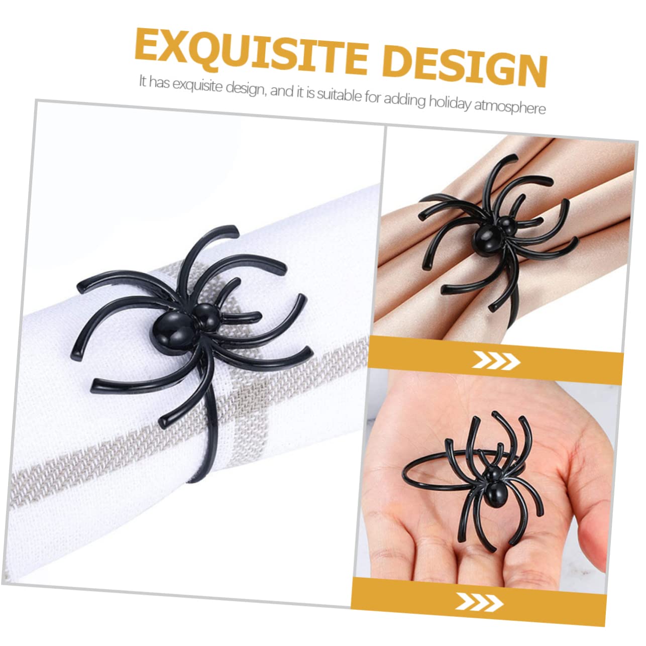 PRETYZOOM Pz portatovagliolo ragno Tovaglioli monotoni Fermatovagliolo Halloween mini tromba d'aria Decorazione della cena portatovaglioli arredamento ornamenti decorativi per tovaglioli