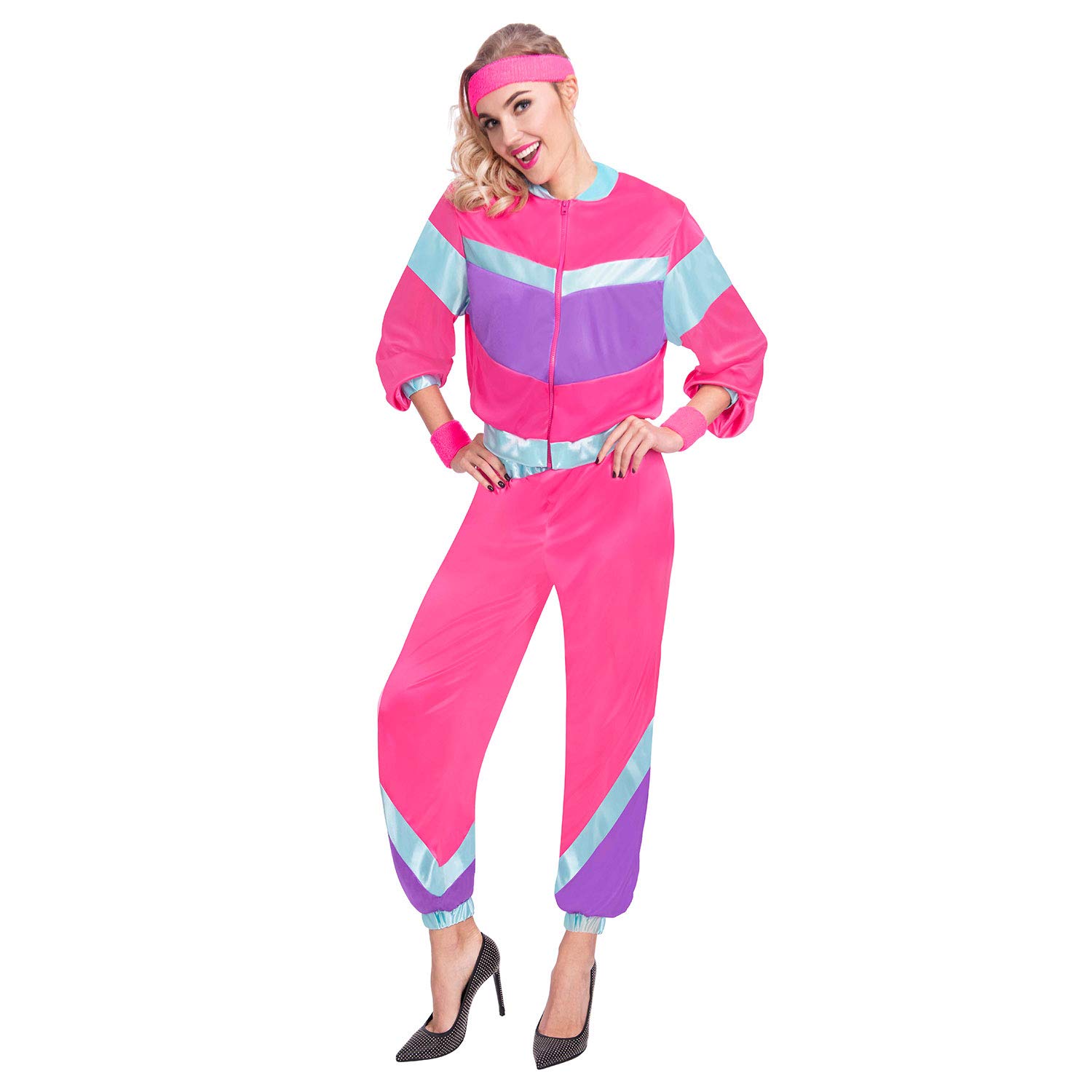 (PKT) (9905799) Adult Ladies 80s Shell Suit Woman Costume (Small)