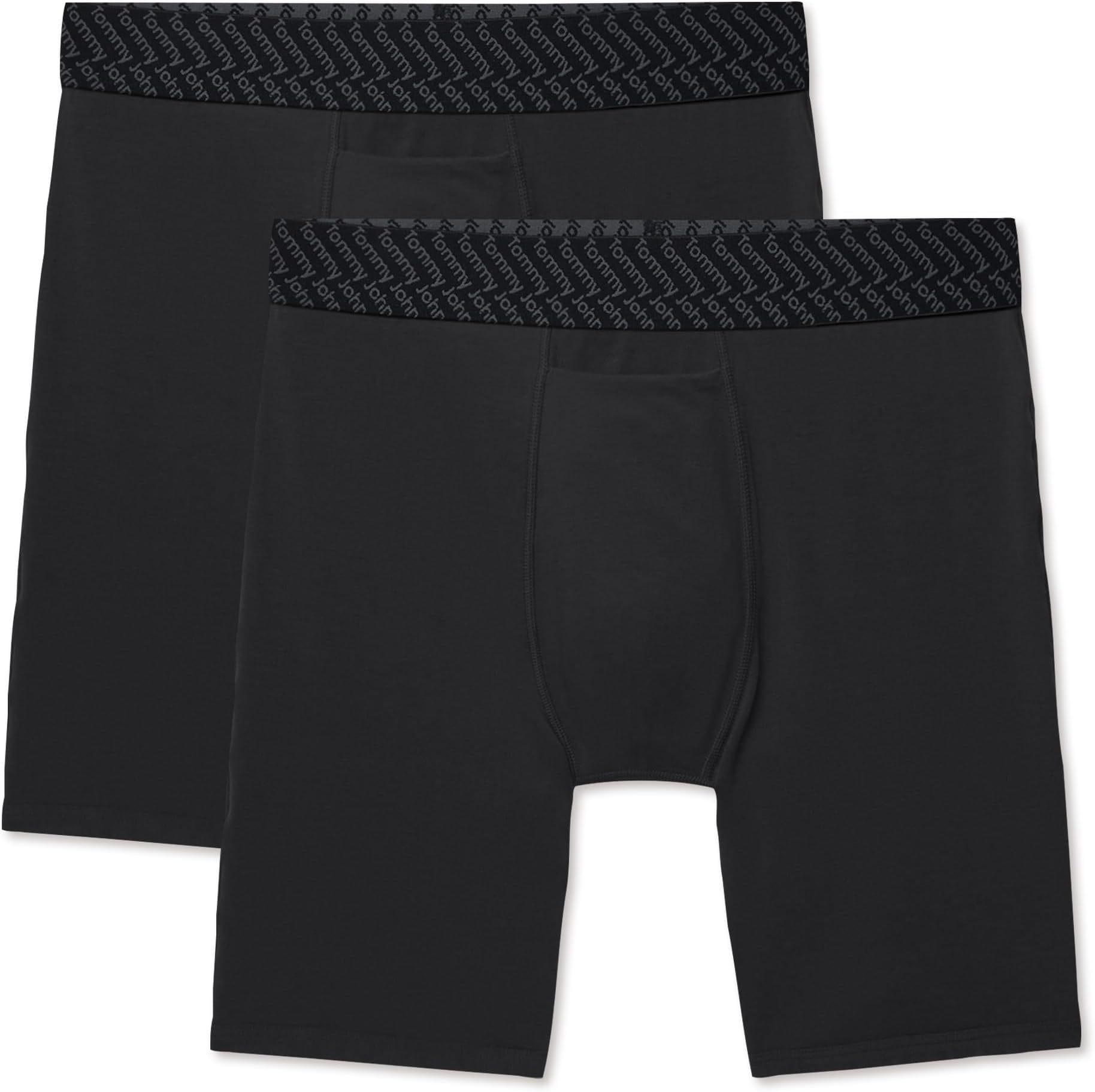 Tommy John Men’s Boxer Brief 8” Underwear - Cotton Basics Boxers with Supportive Contour Pouch