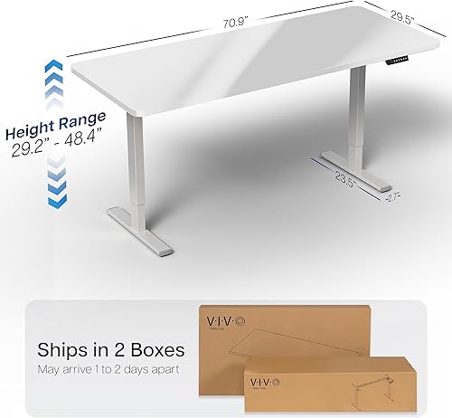 Vista 618 de VIVO DESK-KIT-1W6G - Escritorio eléctrico de pie de 60 x 24 pulgadas, ajuste de altura de memoria, serie 1B, parte superior de nogal oscuro de una
