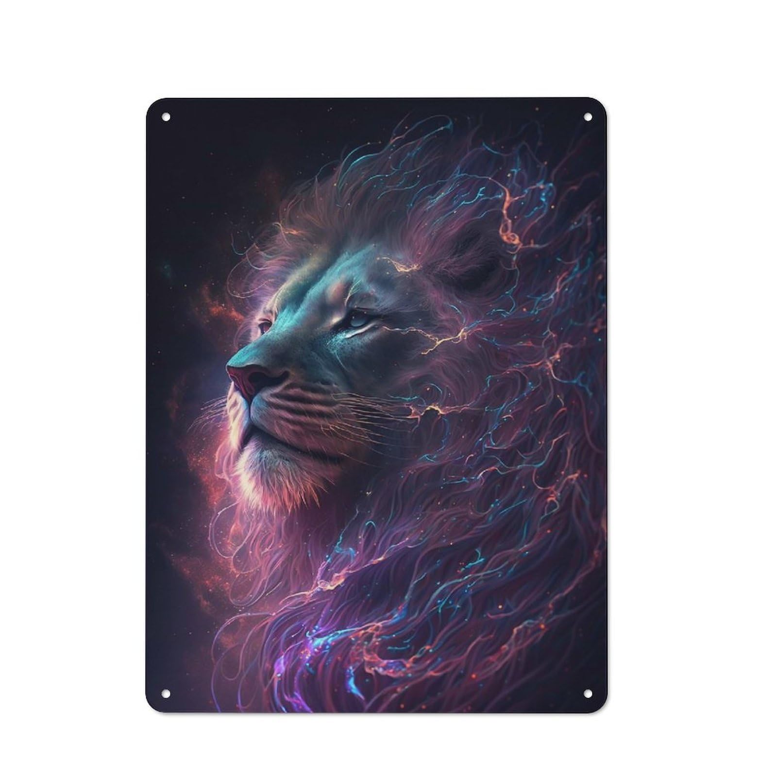 Junmoney Style-11 Vintage Metal Plaque 40X30cm Featuring Galaxy Lion Animal For Hallway Wall, For Wall Display Collectors