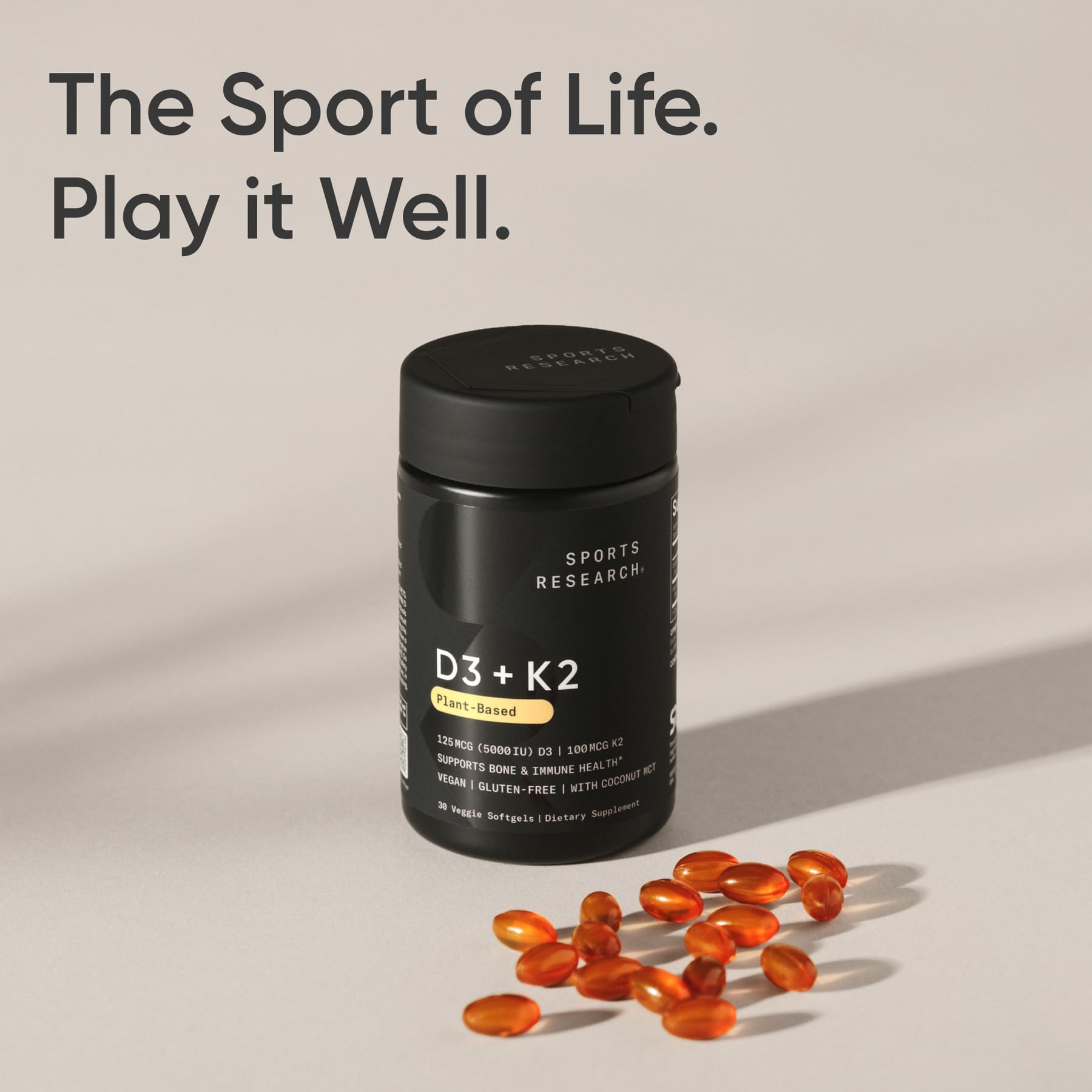Sports Research® Vegan Vitamin D3 + K2 w/Coconut Oil, 30 Count Plantgels™ — Amazon image 7