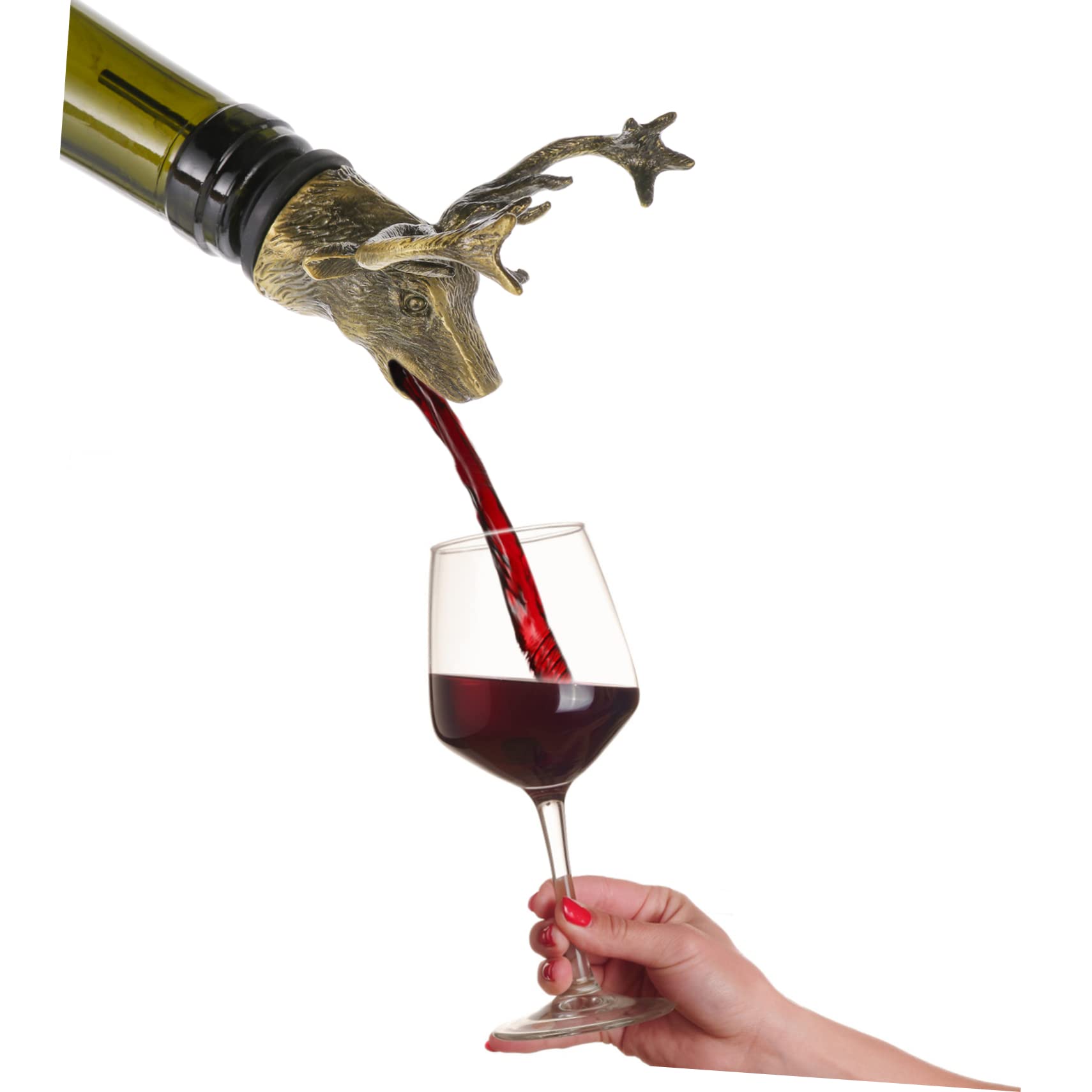 COLLBATH 1pc Christmas Wine Pourer Decorative Wine Pourer Wine Bag Alcohol Pump White Wine Stoppers for Bottles Christmas Wine Aerators Hand-held Red Wine Aerator Blush Decor Lid Zinc Alloy