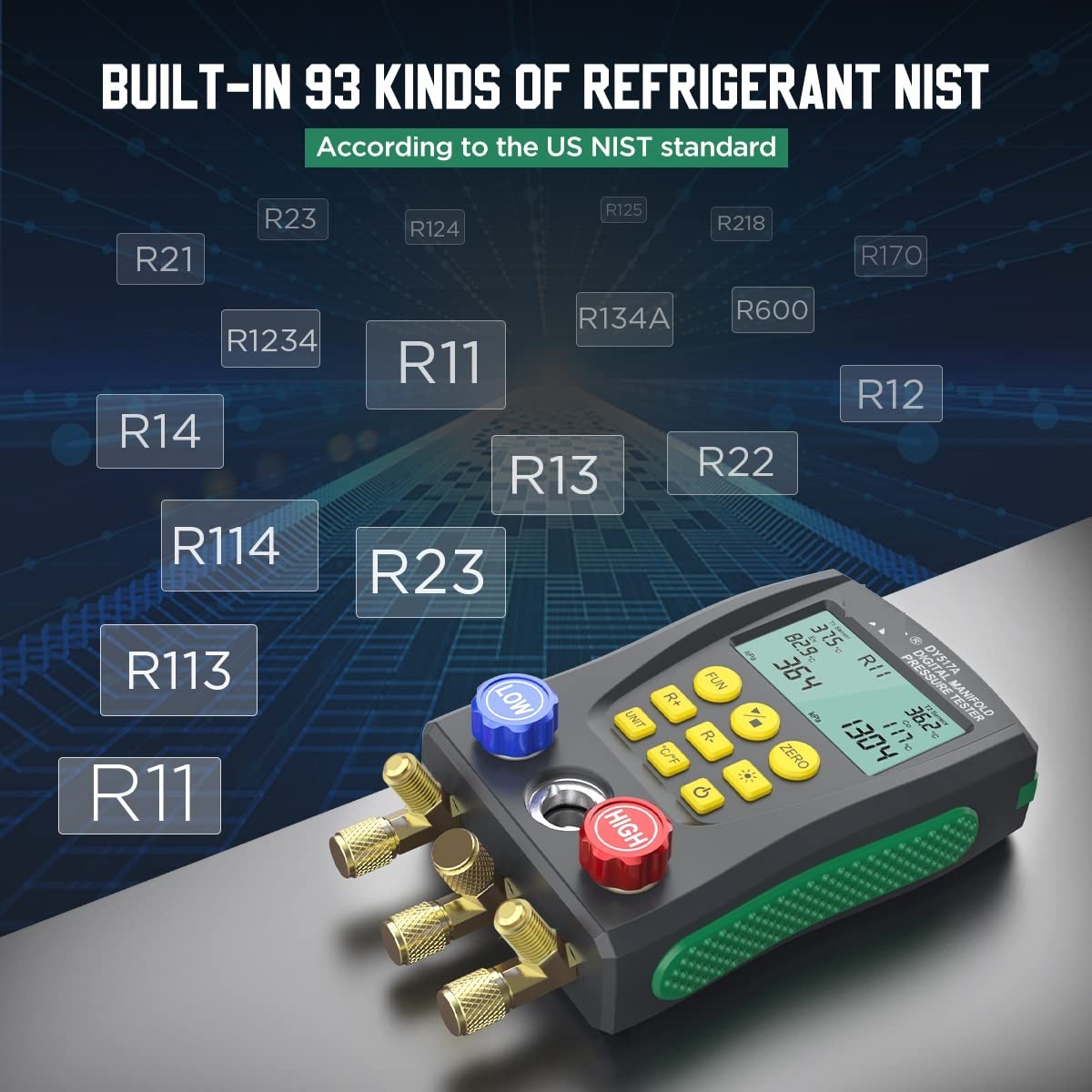 DY517A Misuratore di collettore digitale Aria condizionata Vacuometro for refrigerazione HVAC Tester di temperatura della pressione del vuoto
