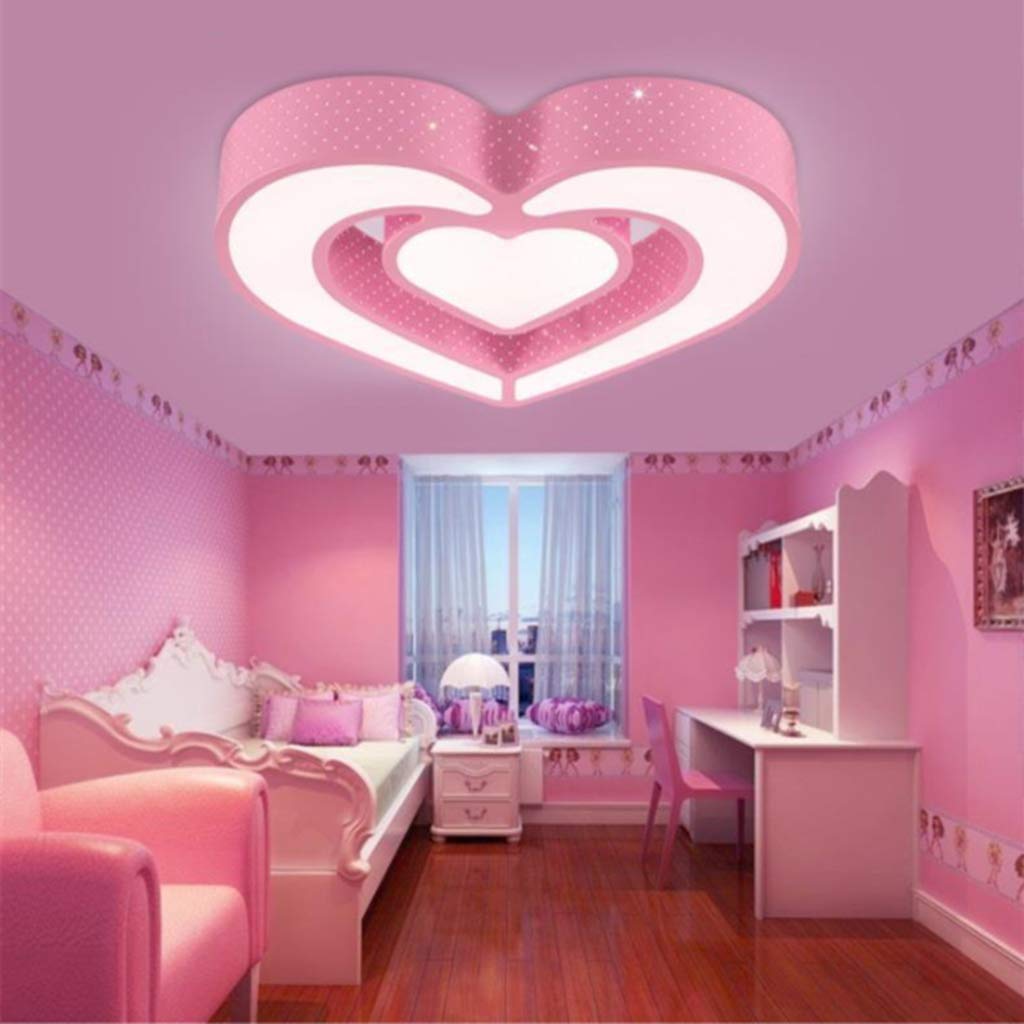 Plafondlampen Voor Kinderen LED Dimbare Cartoon Kinderen Lamp Moderne Regenboog Ontwerp Acryl Lampenkap Met Afstandsbediening Slaapkamer Plafondlamp Woonkamer Kleuterschool Kroonluchter (Pink,52CM