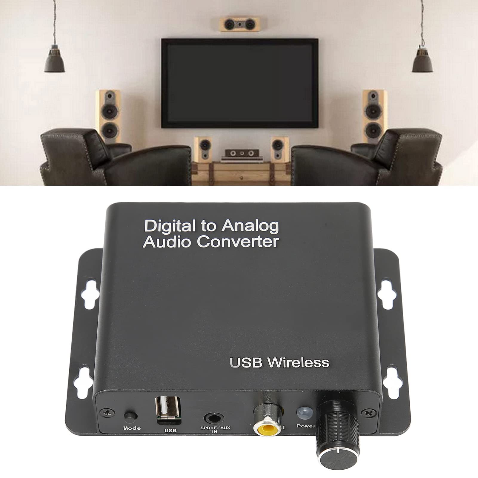 Septpenta Convertidor de Sonido Digital a Analógico, Potente Chip Bluetooth 5.0 con Disco U Coaxial Óptico 3.5, Carcasa de Metal Resistente, DC5V2A Adecuado para Cine en Casa