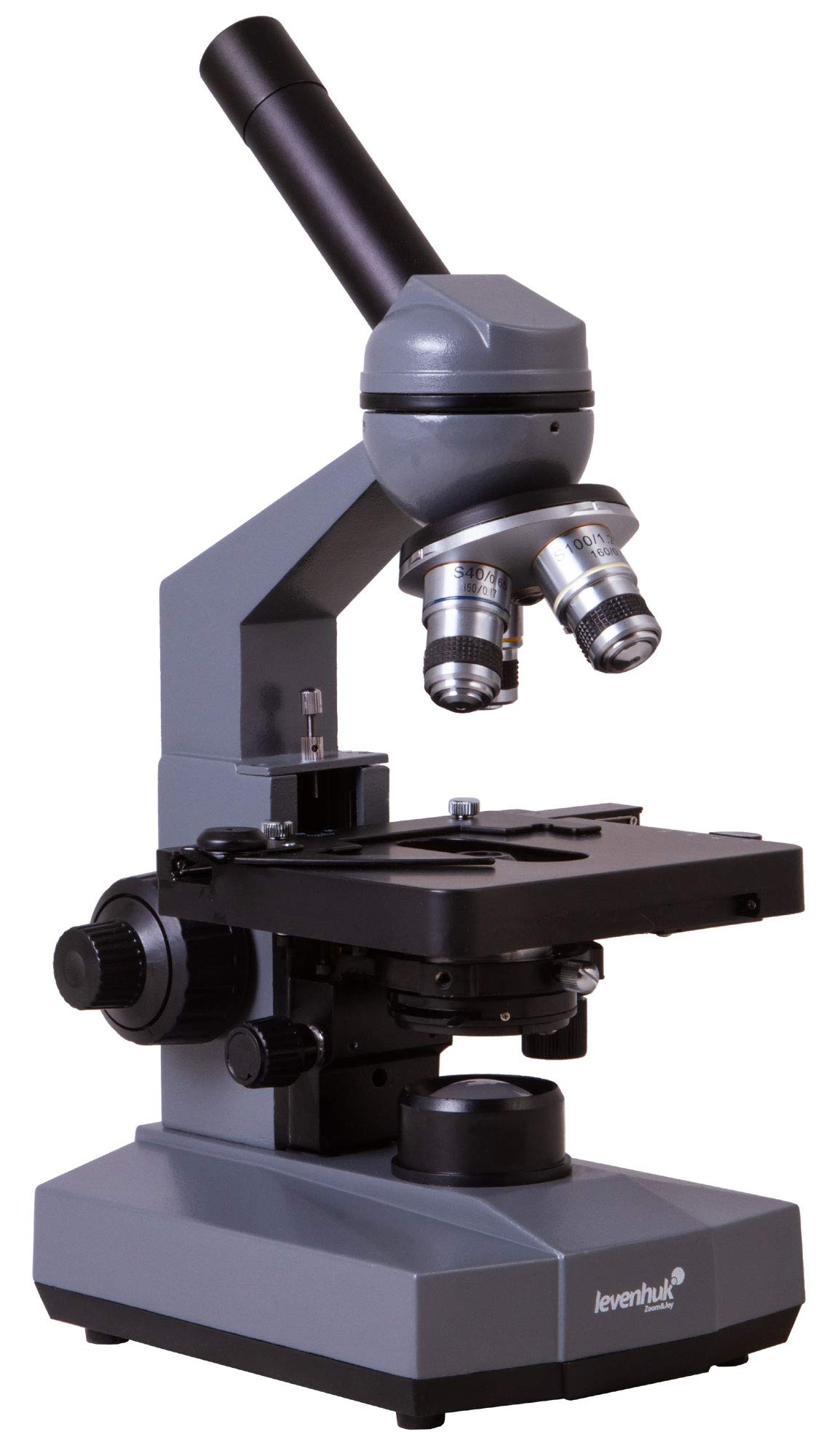 Microscopio Monocular Biológico Levenhuk 320 Plus 40-1600x con Óptica Acromática de Gran Angular, Iluminación por LED y Filtros