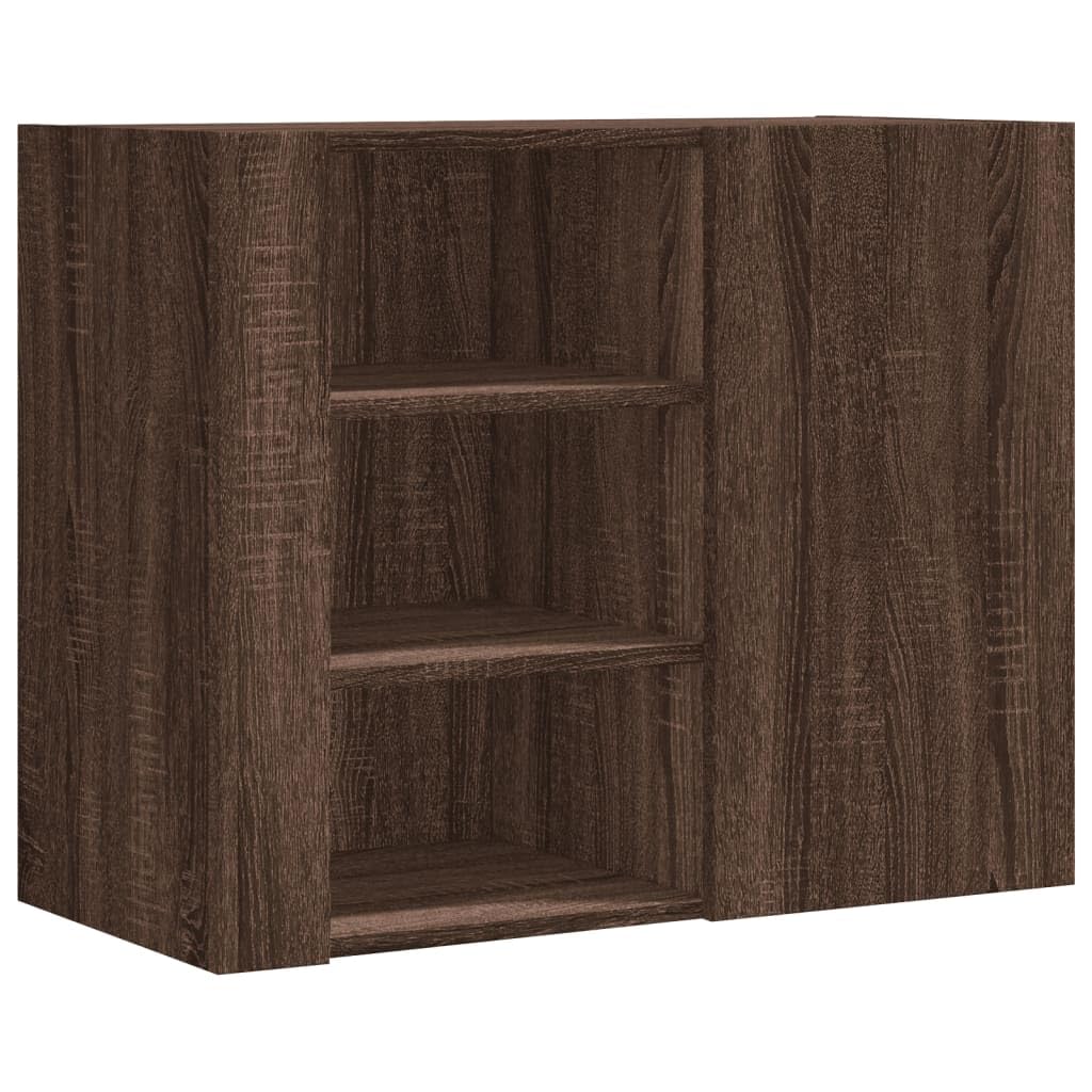 Wandregal Braun Eichen-Optik 75x35x60 cm Holzwerkstoff mit 6 Fächern für Bücher Deko und Aufbewahrung in Küche Bad und Wohnzimmer