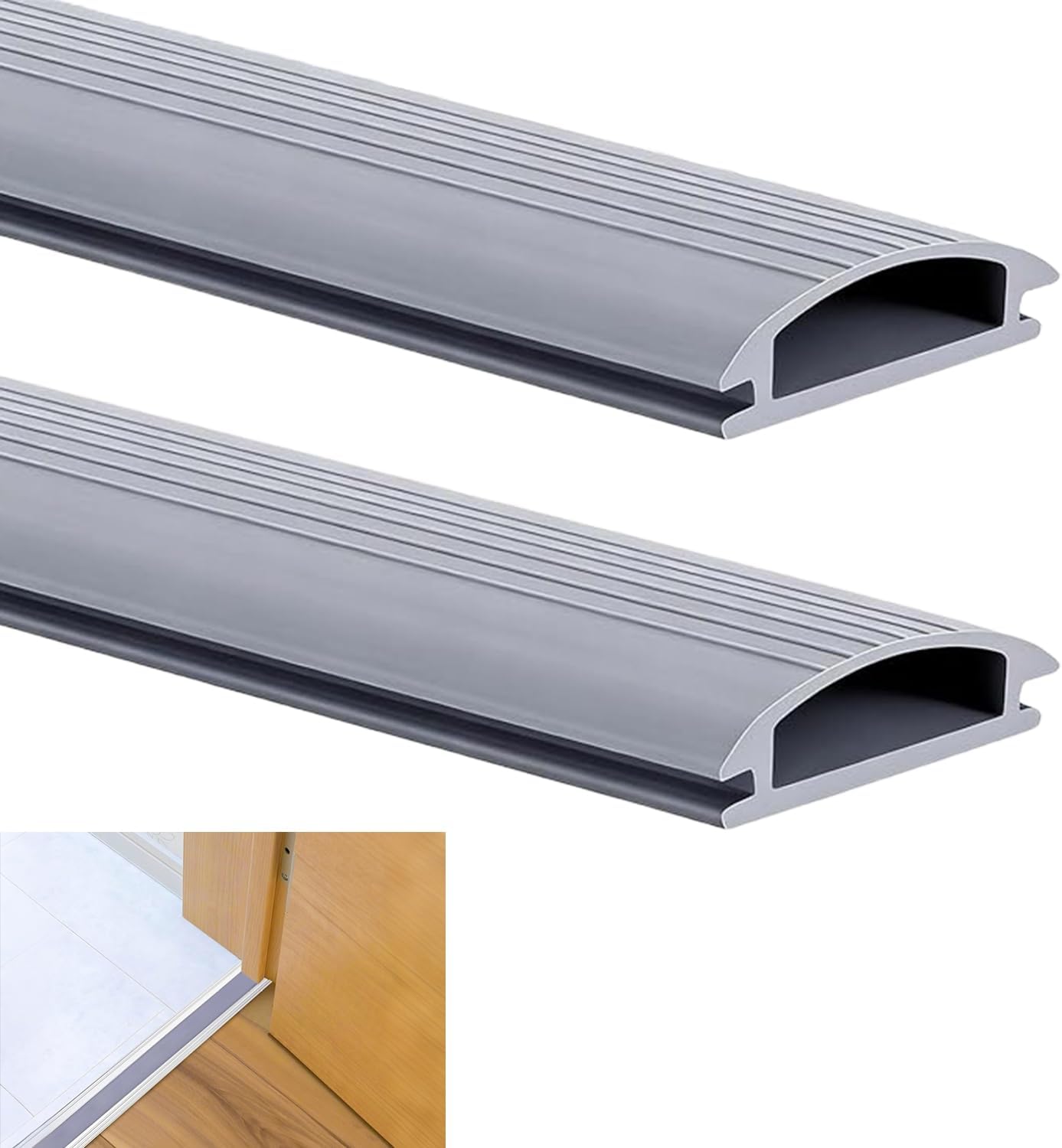 2 Pcs 36 Inch Vinyl Replacement Insert for Adjustable Height Aluminum Thresholds with Seals 1-5/16 x 3/8 Vinyl Replacement Insert for Front Under Door Weather Stripping Seal Exterior