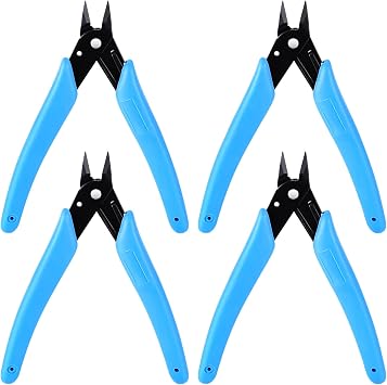 4 Pcs Mini Wire Cutters, Spring Loaded Micro Electronic Side Cutting Pliers