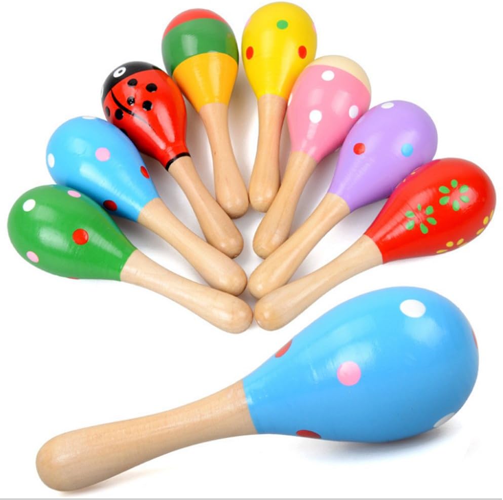 NNIUK Maracas Sonajeros de madera Egg Shaker Sand Hammer Musical Juguete educativo para niños pequeños, 2 piezas